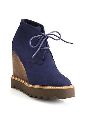 Stella Mccartney Lace-up Wooden Wedge Booties
