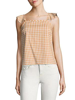 Lucca Couture Ruffled Plaid Top