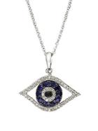Effy Royale Bleu Sapphire Necklace With Diamonds In 14k White Gold