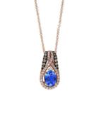 Effy 14k Rose Gold Oval Tanzanite & Brown And White Diamond Pendant Necklace