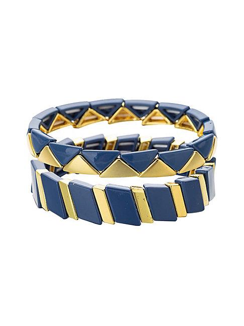 Eye Candy La Luxe 2-piece Goldtone & Cubic Zirconia Bracelet Set