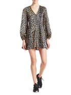 Ganni Paradise Blakely Leopard Silk A-line Mini Dress