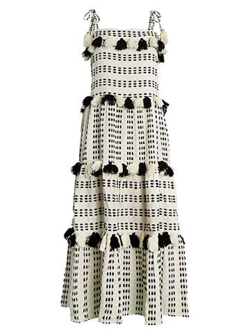Tessora Lola Tassel-trim Embroidered Cotton Dress