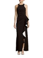Carmen Marc Valvo Infusion Solid Crepe Halter Gown