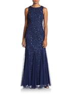 Aidan Mattox Sequined Godet Gown