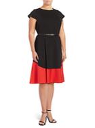 Calvin Klein Colorblocked Fit-and-flare Dress