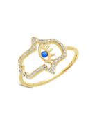 Sterling Forever 14k Goldplated Sterling Silver & Cubic Zirconia Hamsa Ring