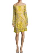 Thurley Marigold Embroidered Off-the-shoulder Dress