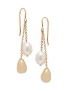 Saks Fifth Avenue 14k Gold & 8-10mm White Oval Freshwater Pearl Drop Earrings