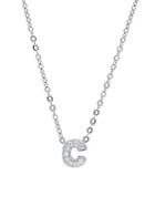 Nephora Diamond & 14k White Gold C Initial Pendant Necklace