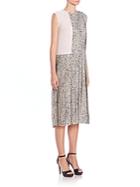Nina Ricci Pleated Sequin-print Silk Dress
