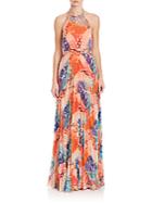 Laundry By Shelli Segal Printed Halter Gown