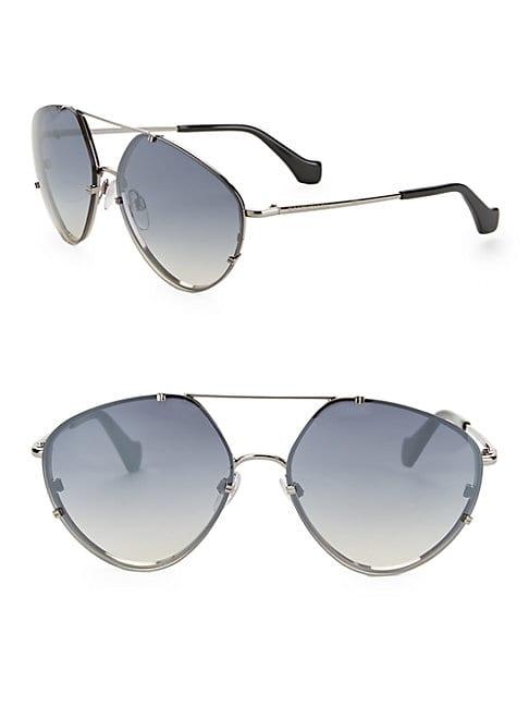 Balenciaga 60mm Mirrored Geometric Aviator Sunglasses