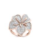 Effy Diamond & 14k Rose Gold Flower Ring