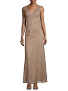Adrianna Papell Embroidered Sleeveless Gown