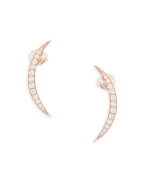 Ef Collection Diamond And 14k Gold Crescent Moon Stud Earrings