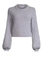 Milly Tweed Bishop-sleeve Sweater
