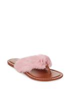 Bernardo Leather & Rabbit Fur Flip Flops