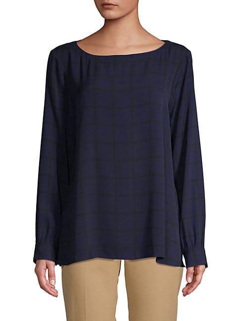 Eileen Fisher Checked Silk Top