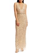 Nicole Miller Beaded Belt Embroidered Gown