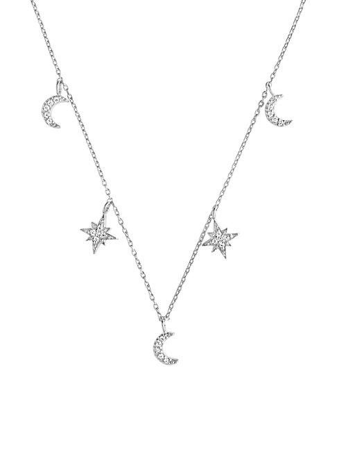 Sterling Forever Sterling Silver & Crystal Charm Necklace