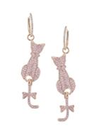 Eye Candy La The Luxe Pink Cat 18k Goldplated & Crystal Drop Earrings