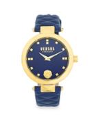 Versus Versace Goldtone Stainless Steel Quilted Leather Strap Analog Watch