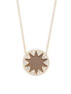 House Of Harlow Sunburst Crystal And Leather Pendant Necklace