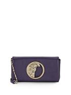 Versace Collection Logo Hardware Leather Convertible Clutch