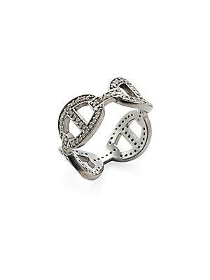 Adornia Fine Jewelry Diamond And Silver Links Ring