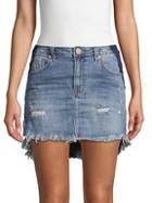 One Teaspoon Distressed Denim Mini Skirt