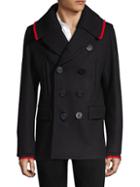 Burberry Removable Rib-knit Collar Wool & Cashmere Double-breasted Peacoat