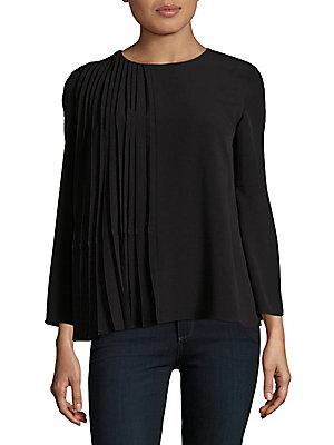 French Connection ??leated Crepe Long-sleeve Top
