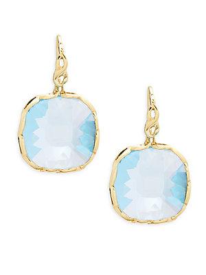 Roberto Coin Blue Topaz And 18k Yellow Gold Square Drop Earrings