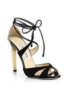 Jimmy Choo Teira Suede & Patent Leather Lace-up Sandals