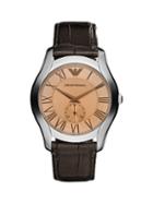 Emporio Armani Silvertone & Leather Chronograph Watch
