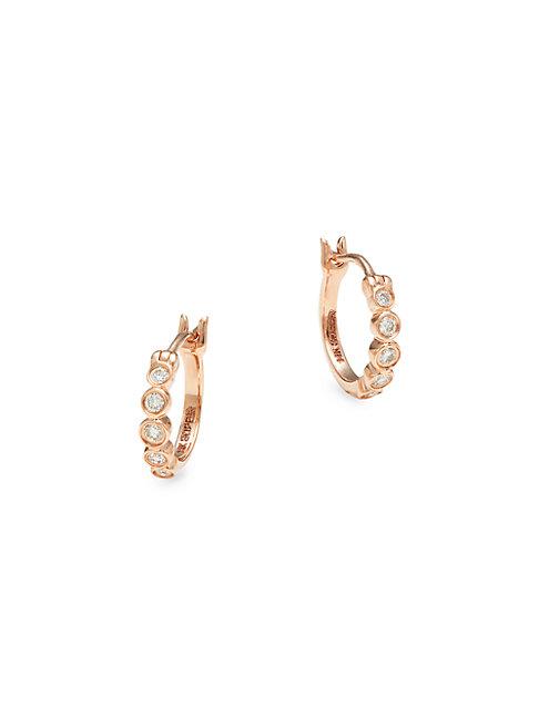 Nephora 14k Rose Gold Diamond Bezel Huggie Hoop Earrings