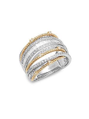 Effy 14k White & Yellow Gold Diamond Multi-band Ring