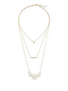 Jules Smith Layered Crystal & Faux Pearl Necklace