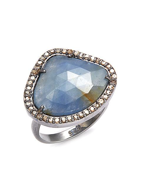 Adornia Fine Jewelry Sasha Sterling Silver Labradorite & Diamond Ring