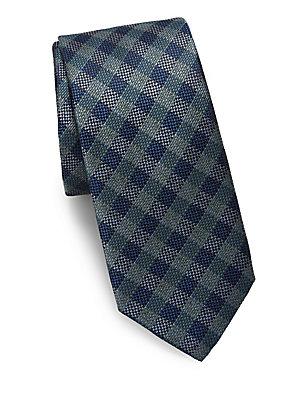 Saks Fifth Avenue Made In Italy Tonal Check Silk Tie