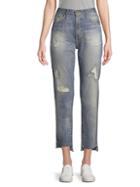 Ag Distressed High-rise Cotton Jeans