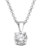 Effy 14k White Gold & Round Diamond Pendant Necklace