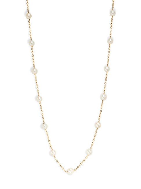 Belpearl 14k Yellow Gold & Akoya Cultured Pearl Tincup Necklace
