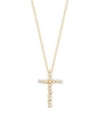 Suzanne Kalan 14k Gold White Sapphire Cross Pendant Necklace
