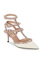 Valentino Studded Ankle Buckle Leather Pumps