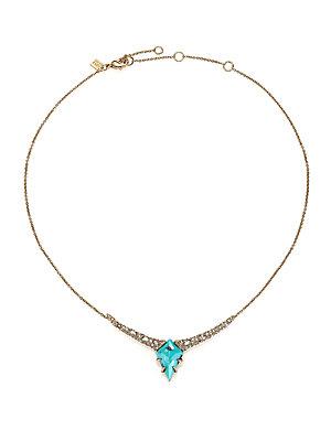 Alexis Bittar Miss Havisham Jagged Howlite Turquoise & Crystal Kite Necklace