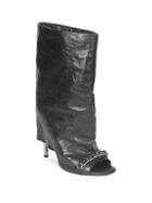 Balmain Leather Demi Foldover Booties