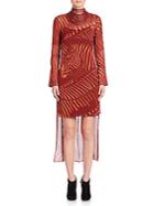 Akris Punto Zebra Print Masai Collar Silk Dress