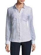 Saks Fifth Avenue Striped Hi-lo Linen Button-down Shirt